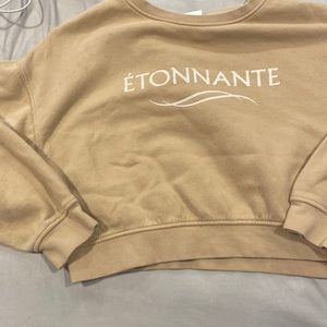 brown h&m cropped crewneck
